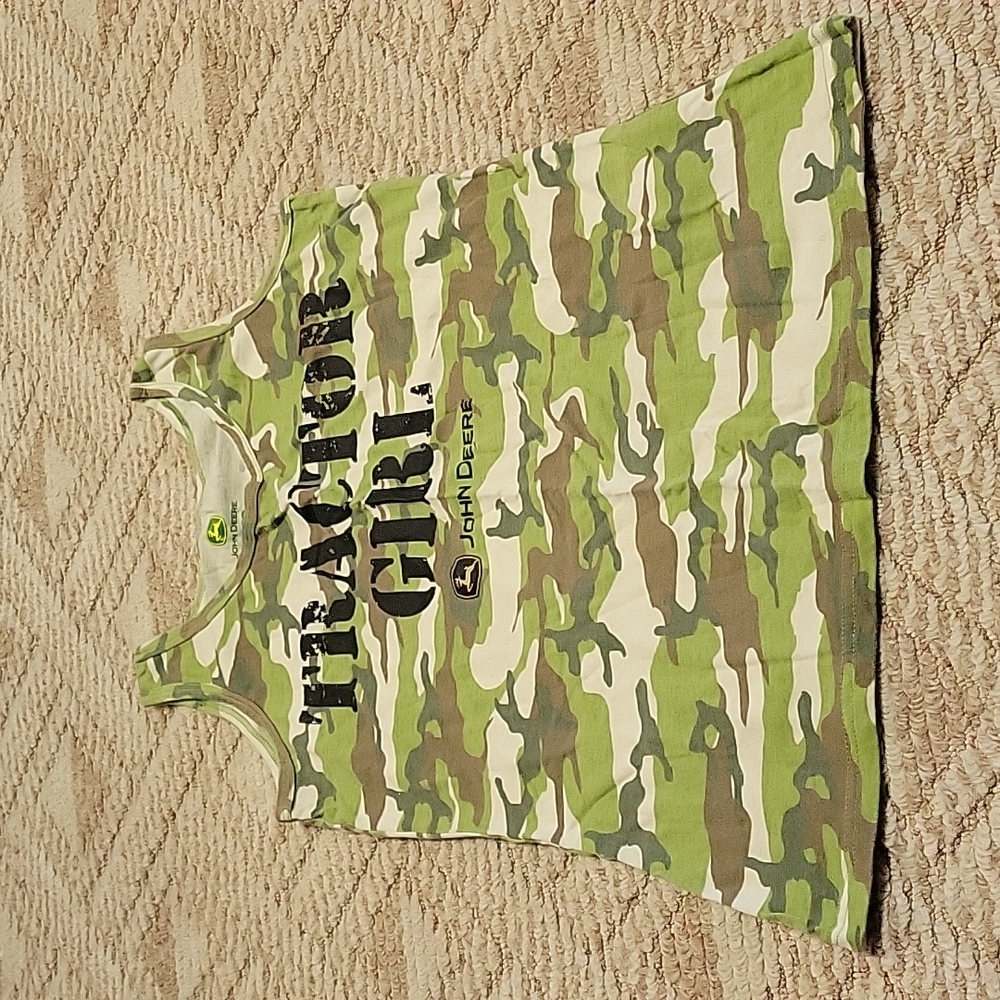 Camo John Deere tractor girl tank top